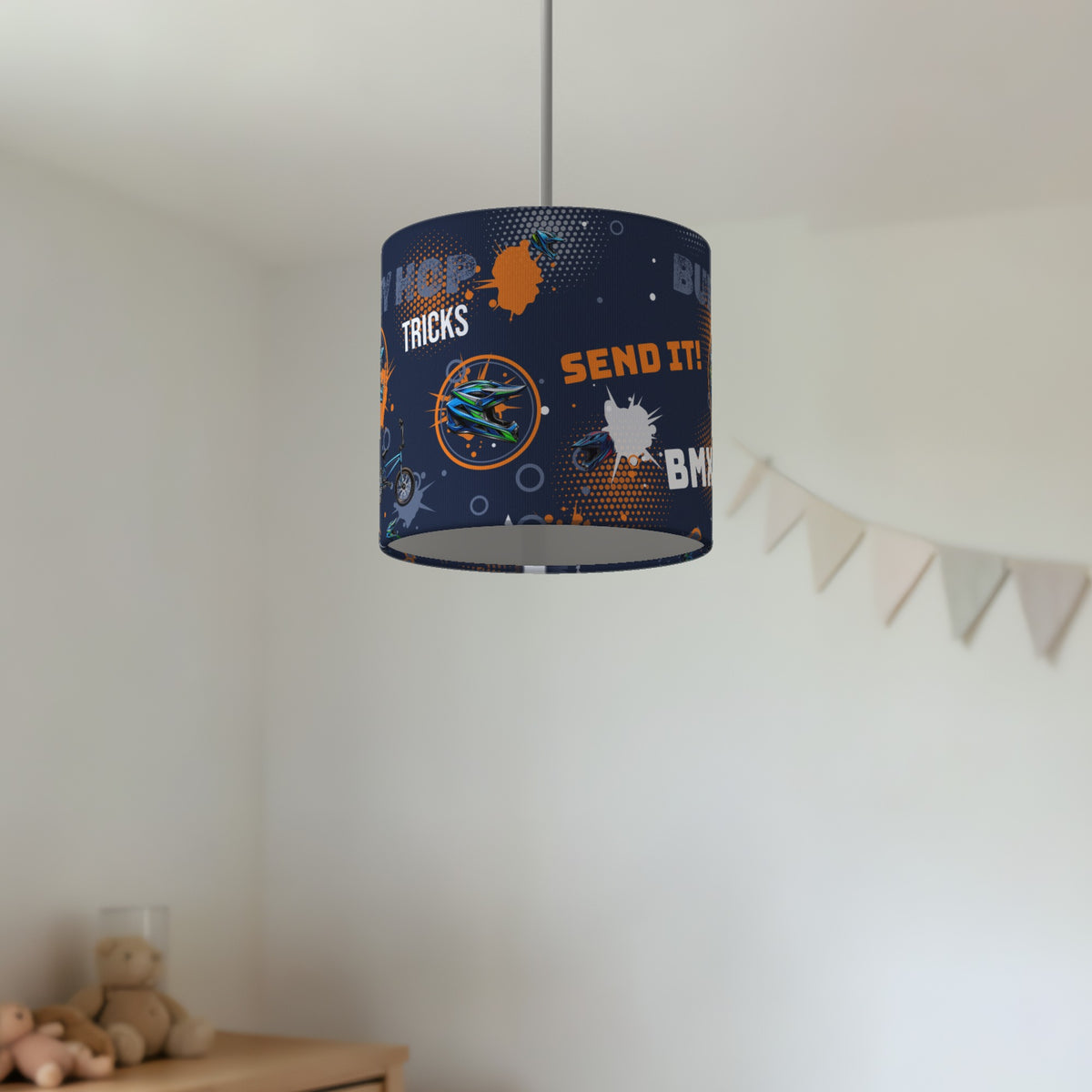 Navy And Orange BMX lampshade - 20cm x 18.5cm Ceiling - photo 2