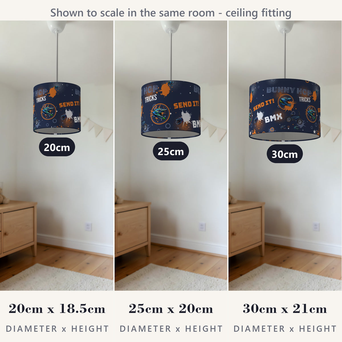 Navy And Orange BMX lampshade - 20cm x 18.5cm Ceiling - photo 4