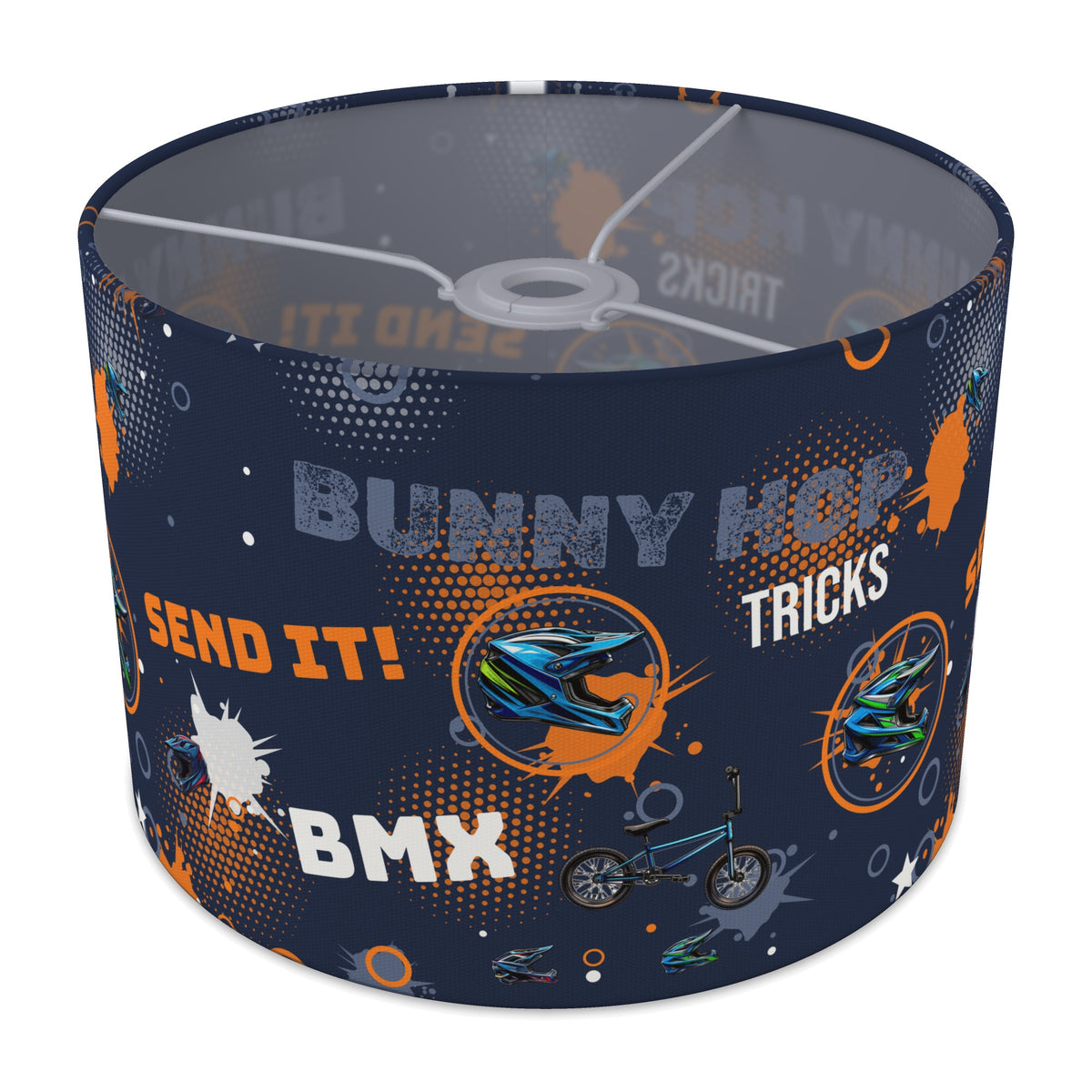 Navy And Orange BMX lampshade - 30cm x 21cm Ceiling