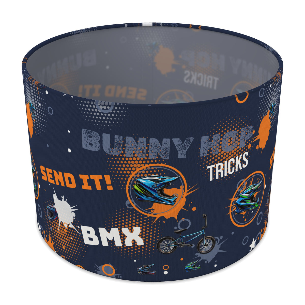 Navy And Orange BMX lampshade - 30cm x 21cm Table