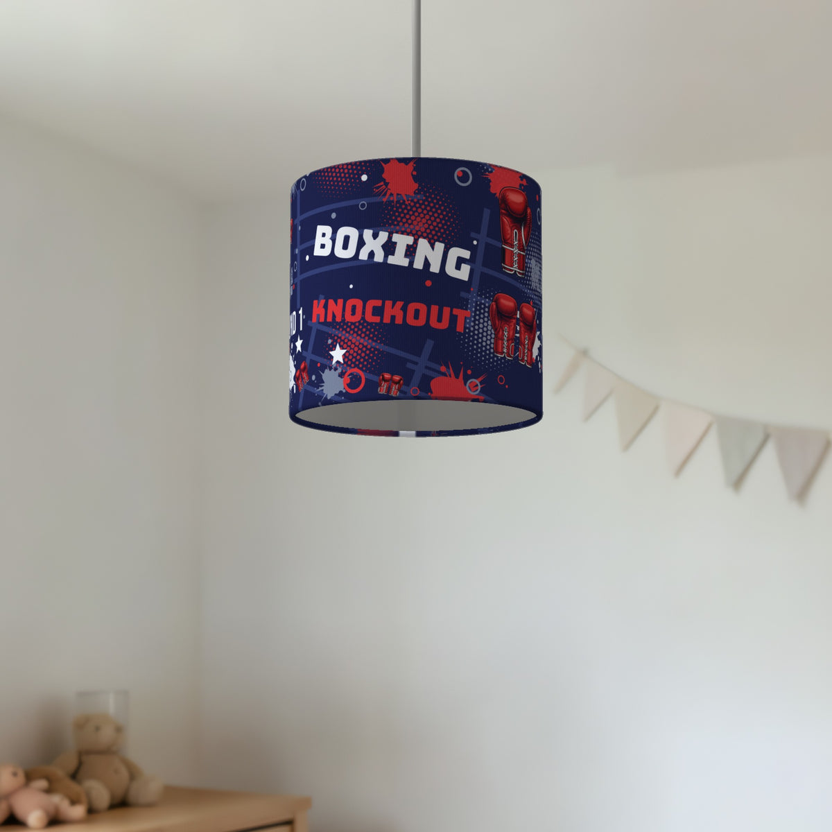 Navy Knockout Boxing lampshade - 20cm x 18.5cm Ceiling - photo 2