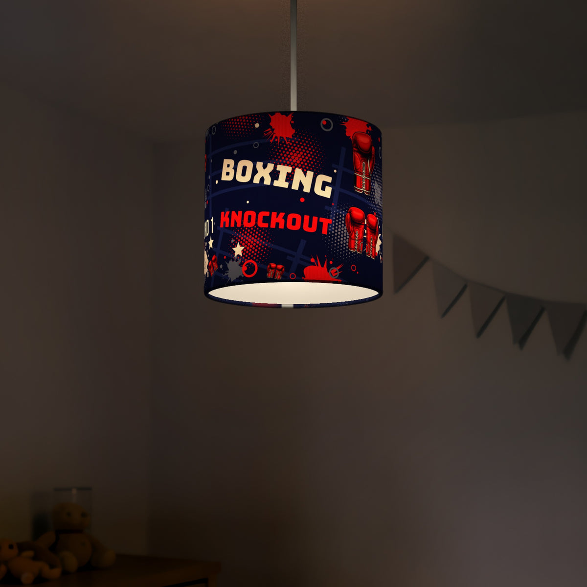 Navy Knockout Boxing lampshade - 20cm x 18.5cm Ceiling - photo 5