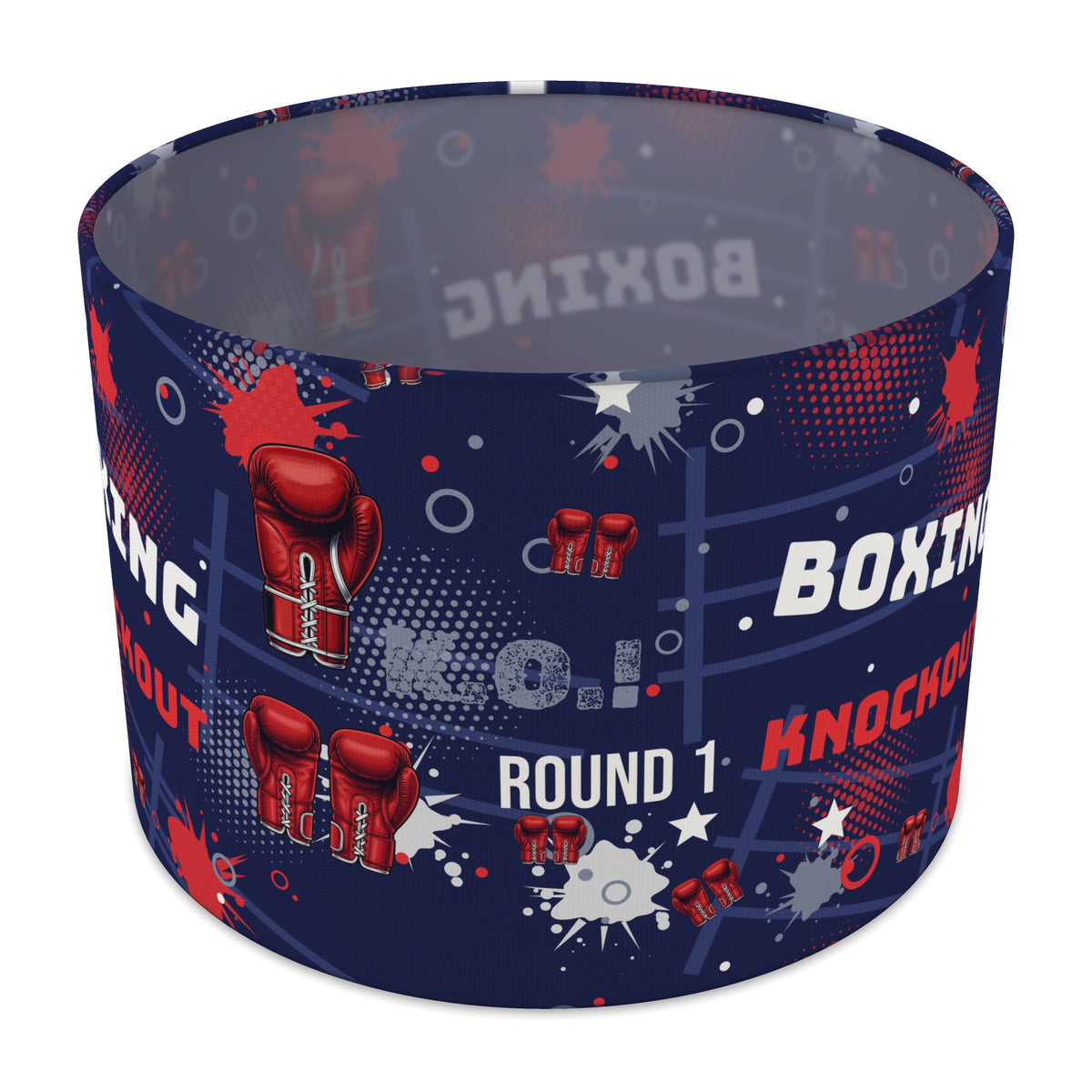 Navy Knockout Boxing lampshade - 30cm x 21cm Table