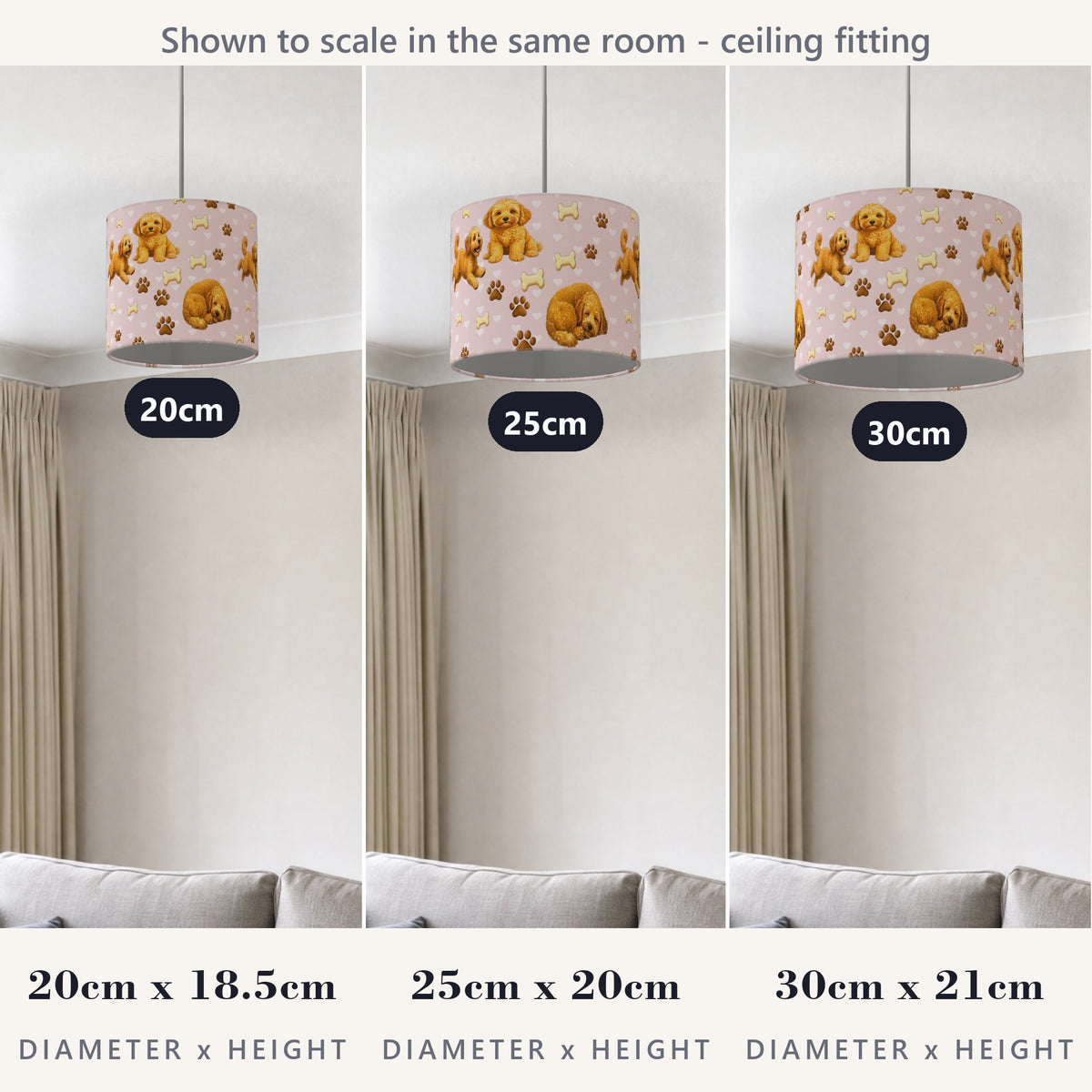 Blush Cockapoo Love lampshade - 20cm x 18.5cm Ceiling - photo 4
