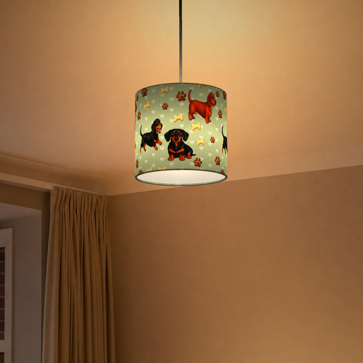 Sage Dachshund Love lampshade - 20cm x 18.5cm Ceiling - photo 5