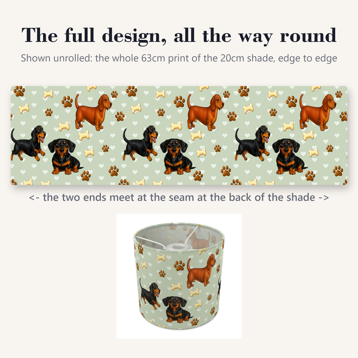 Sage Dachshund Love lampshade - 20cm x 18.5cm Ceiling - photo 9