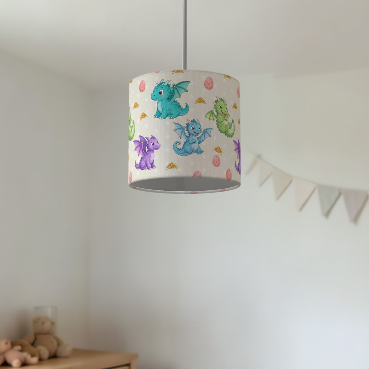 Cream Dragons lampshade - 20cm x 18.5cm Ceiling - photo 2