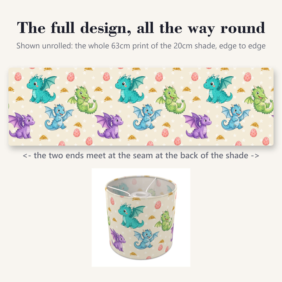 Cream Dragons lampshade - 20cm x 18.5cm Ceiling - photo 9