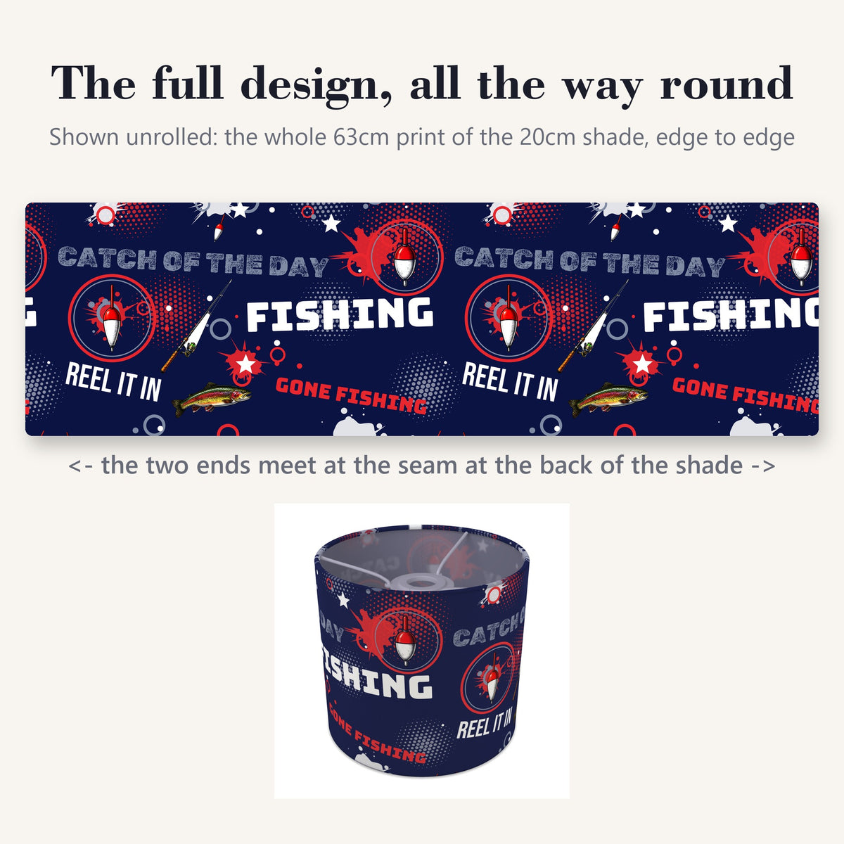 Navy Reel It In lampshade - 20cm x 18.5cm Ceiling - photo 9