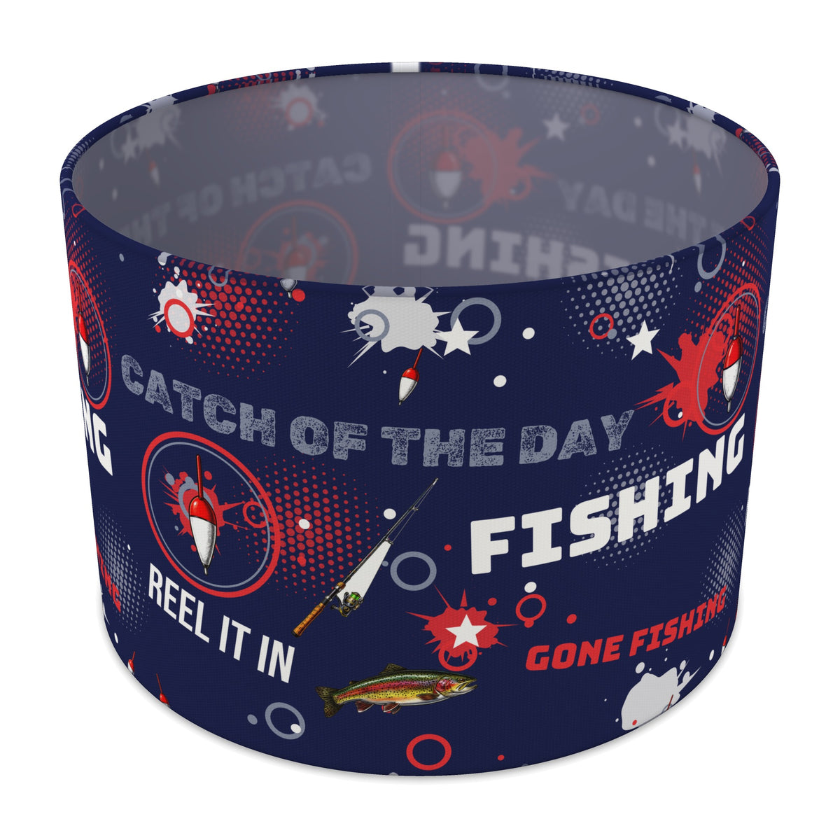 Navy Reel It In lampshade - 30cm x 21cm Table