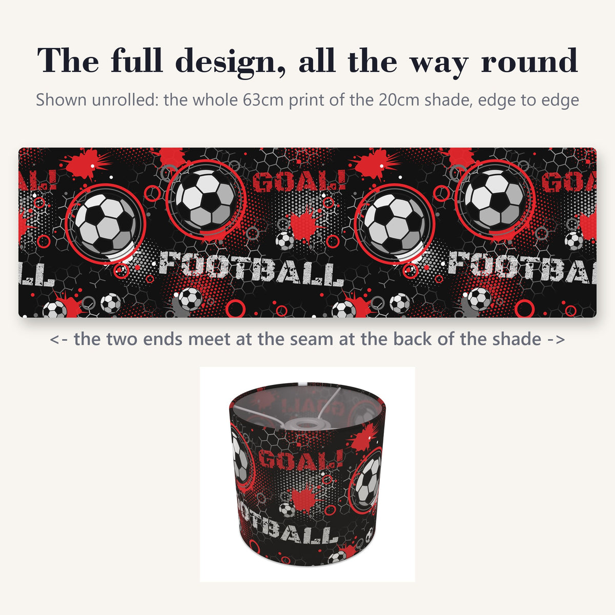 Black Football Crazy lampshade - 20cm x 18.5cm Ceiling - photo 9