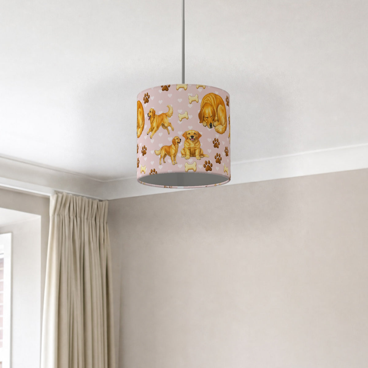 Blush Golden Retriever Love lampshade - 20cm x 18.5cm Ceiling - photo 2