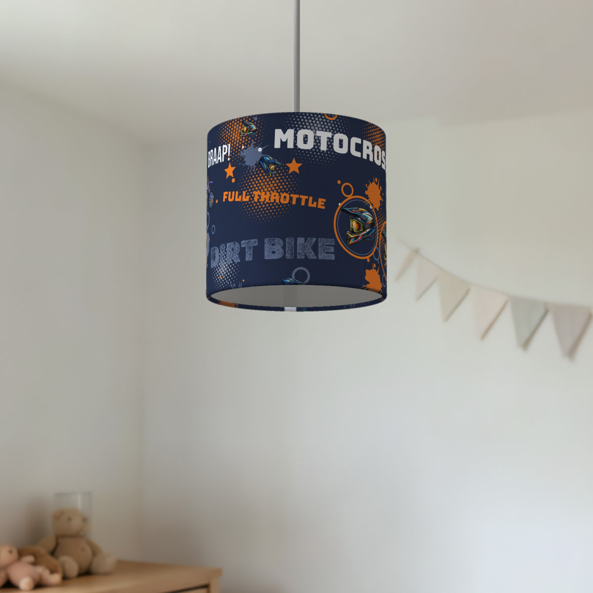Navy And Orange Full lampshade - 20cm x 18.5cm Ceiling - photo 2