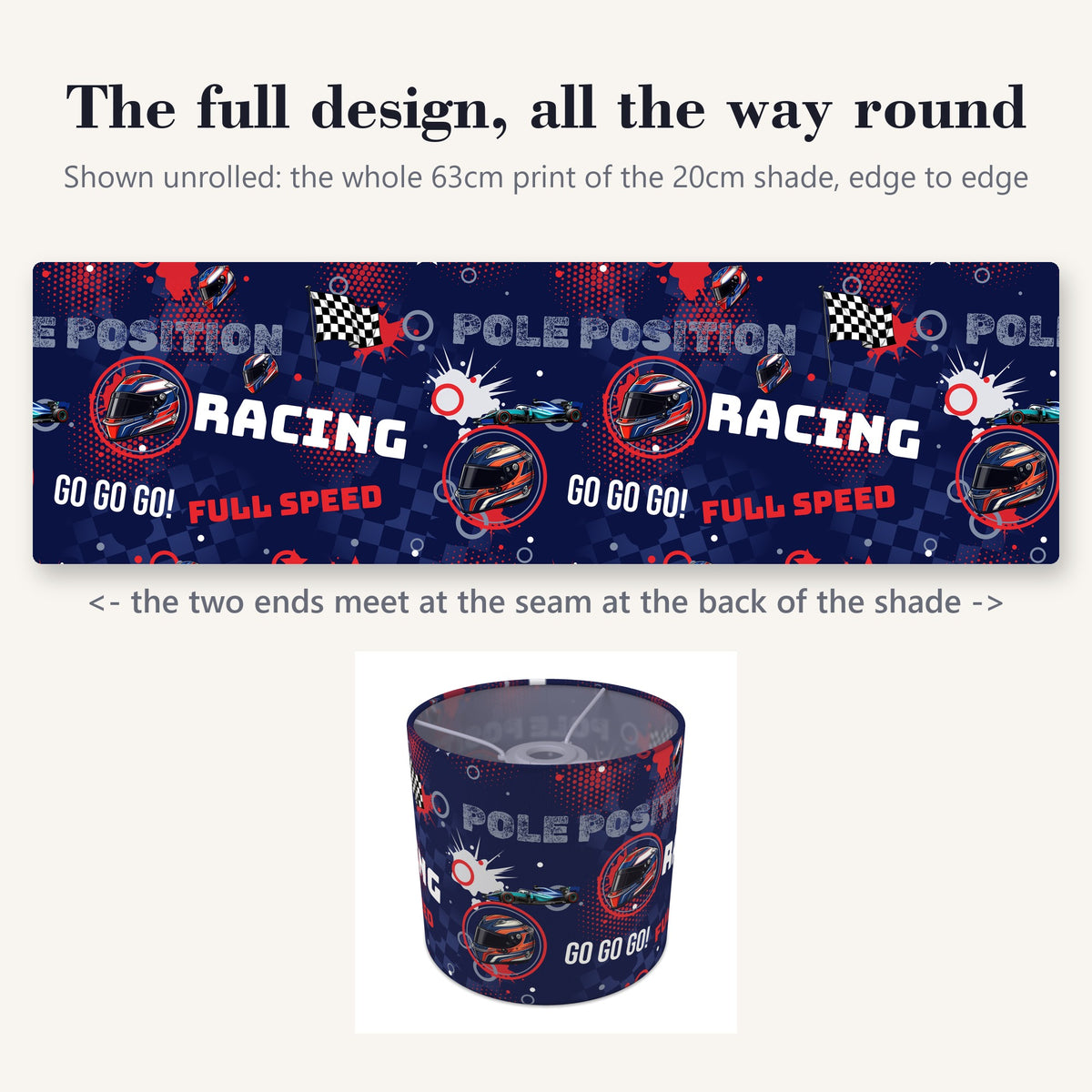 Navy Pole Position lampshade - 20cm x 18.5cm Ceiling - photo 9