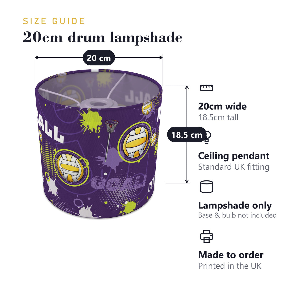 Purple Netball Star lampshade - 20cm x 18.5cm Ceiling - photo 7