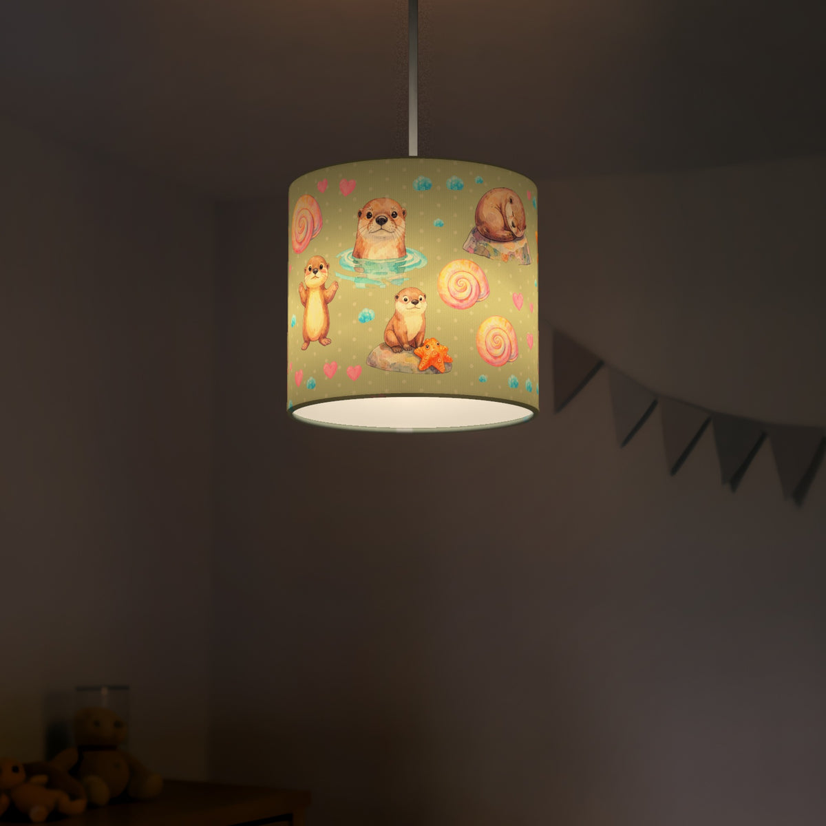 Sage Otter Friends lampshade - 20cm x 18.5cm Ceiling - photo 5