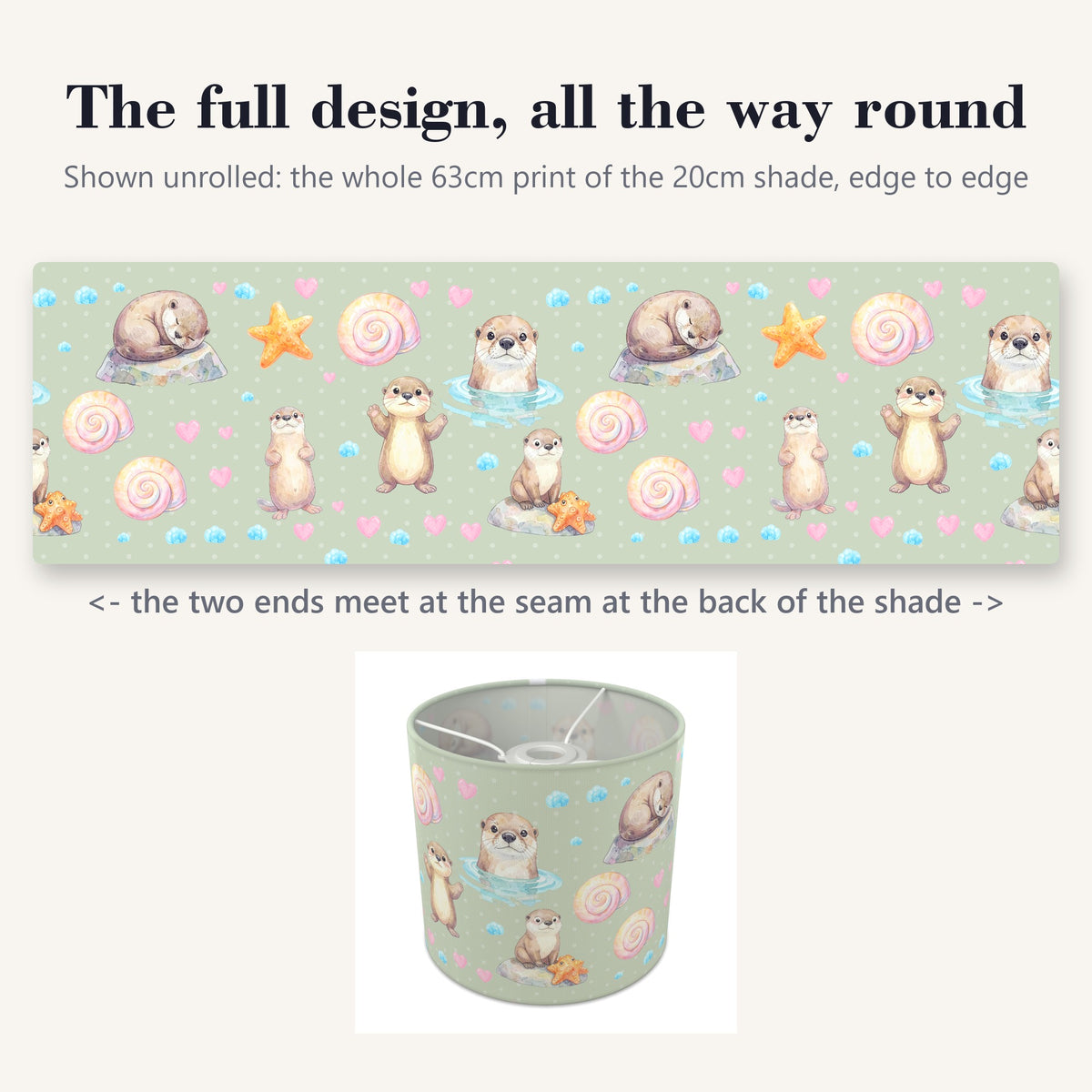 Sage Otter Friends lampshade - 20cm x 18.5cm Ceiling - photo 9