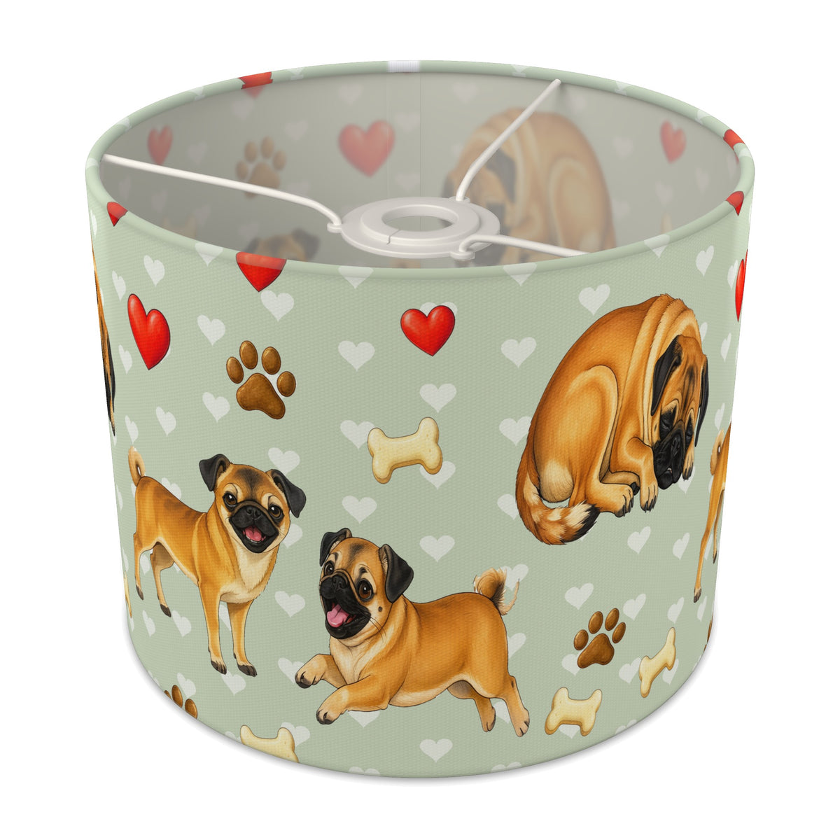 Sage Pug Love lampshade - 25cm x 20cm Ceiling