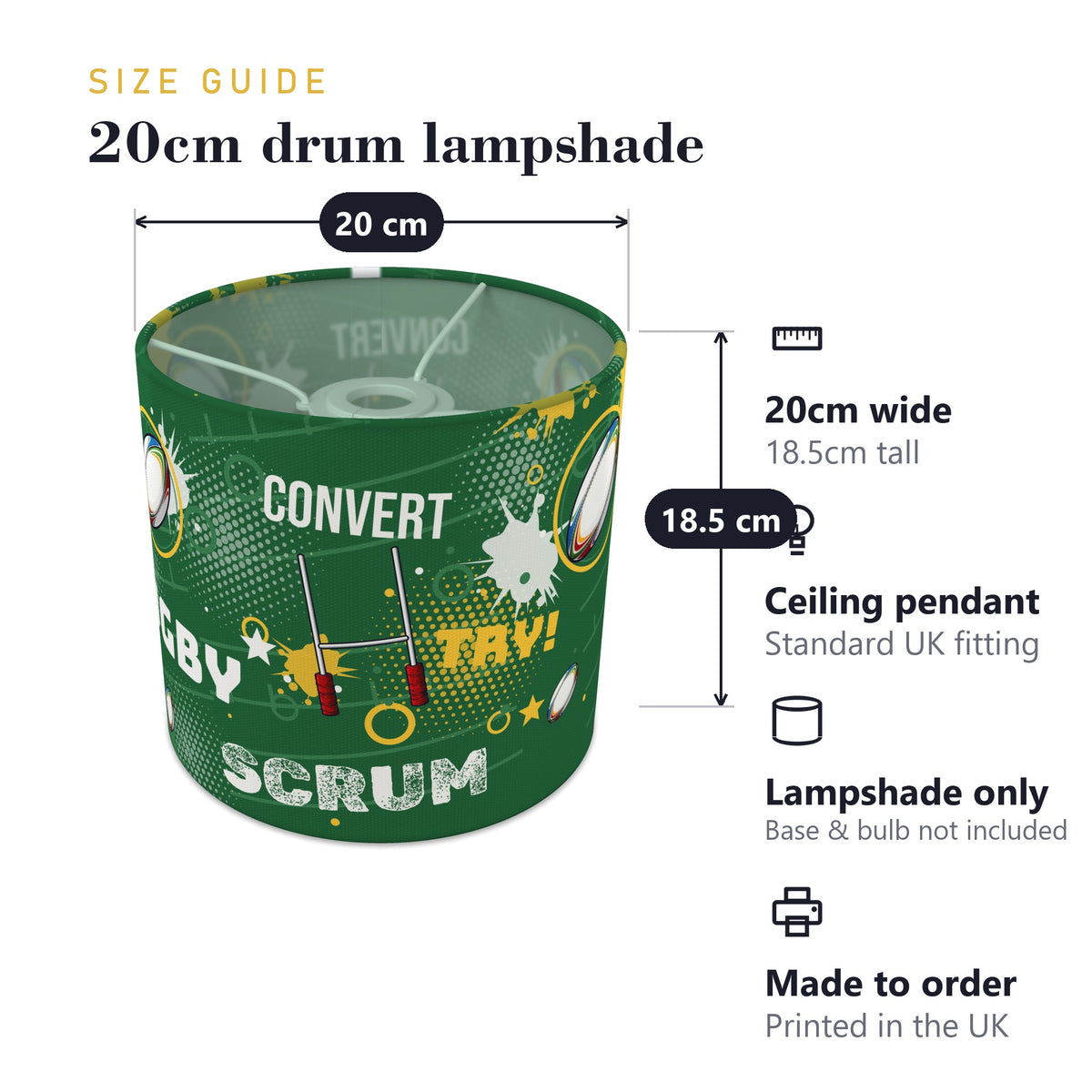 Pitch Rugby Crazy lampshade - 20cm x 18.5cm Ceiling - photo 7
