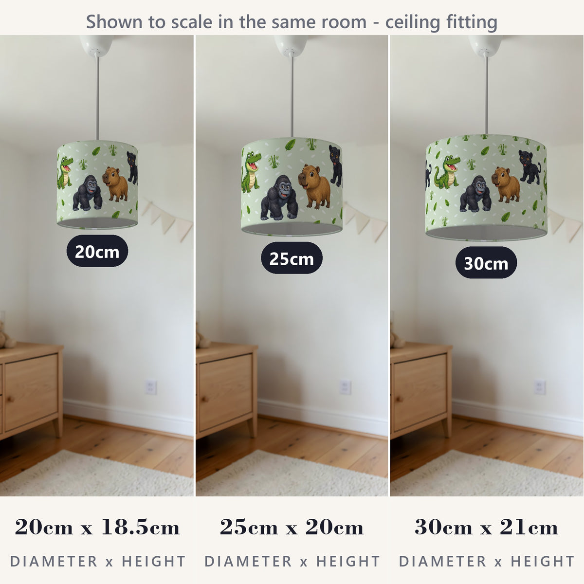 Sage Safari Friends lampshade - 20cm x 18.5cm Ceiling - photo 4
