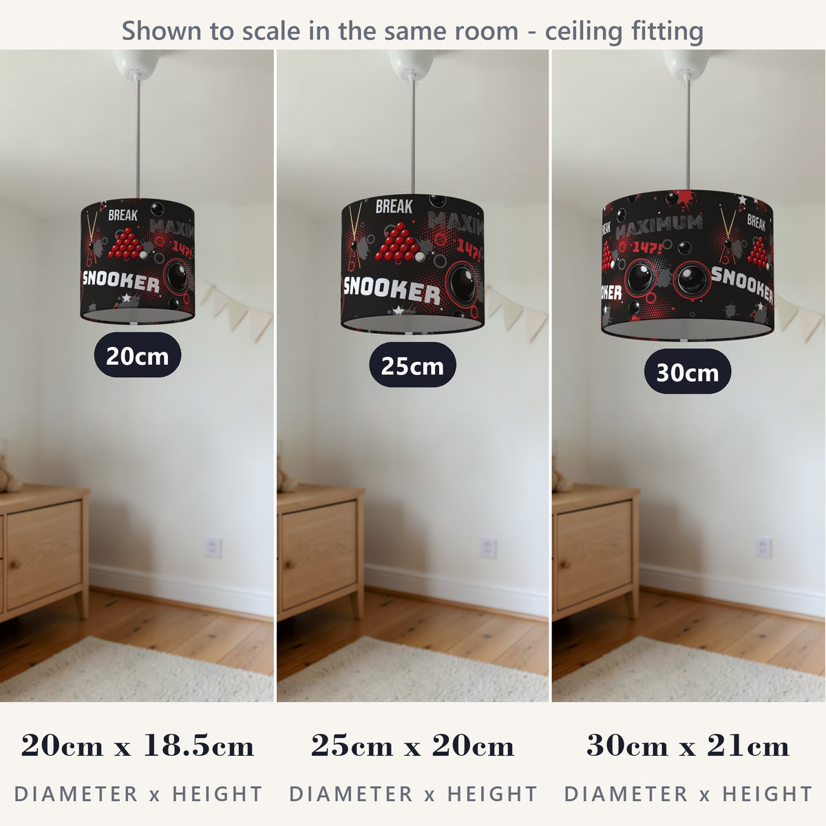 Black Snooker Break lampshade - 20cm x 18.5cm Ceiling - photo 4