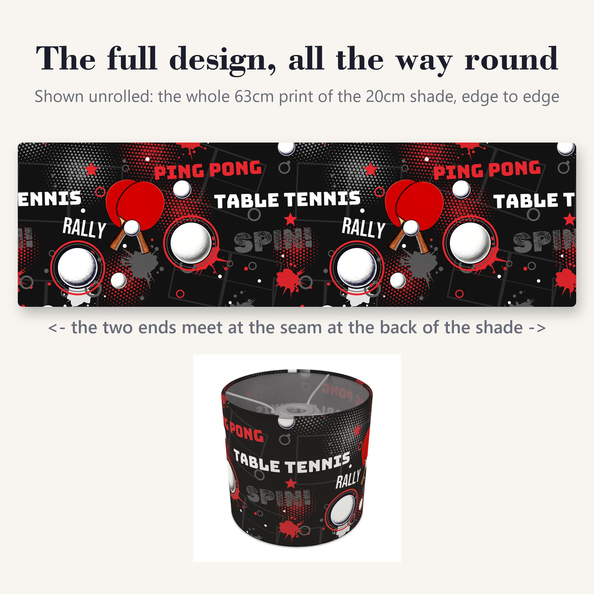 Black Ping Pong Rally lampshade - 20cm x 18.5cm Ceiling - photo 9