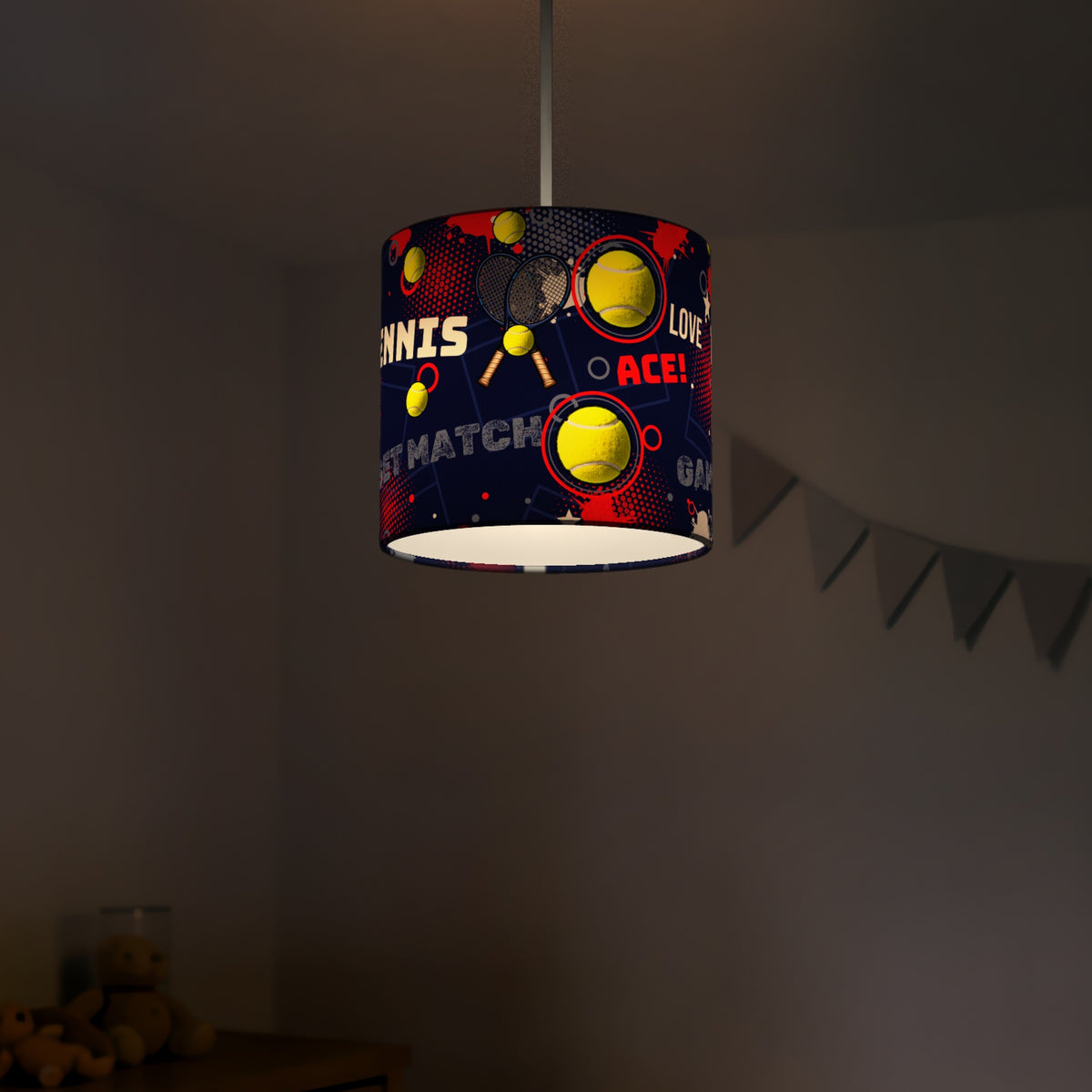 Navy Tennis Ace lampshade - 20cm x 18.5cm Ceiling - photo 5