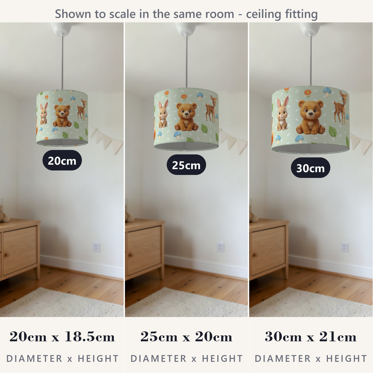 Sage Baby Woodland Friends lampshade - 20cm x 18.5cm Ceiling - photo 4