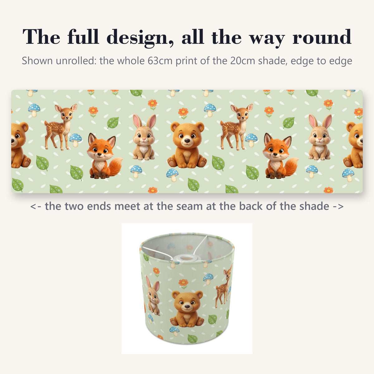Sage Baby Woodland Friends lampshade - 20cm x 18.5cm Ceiling - photo 9