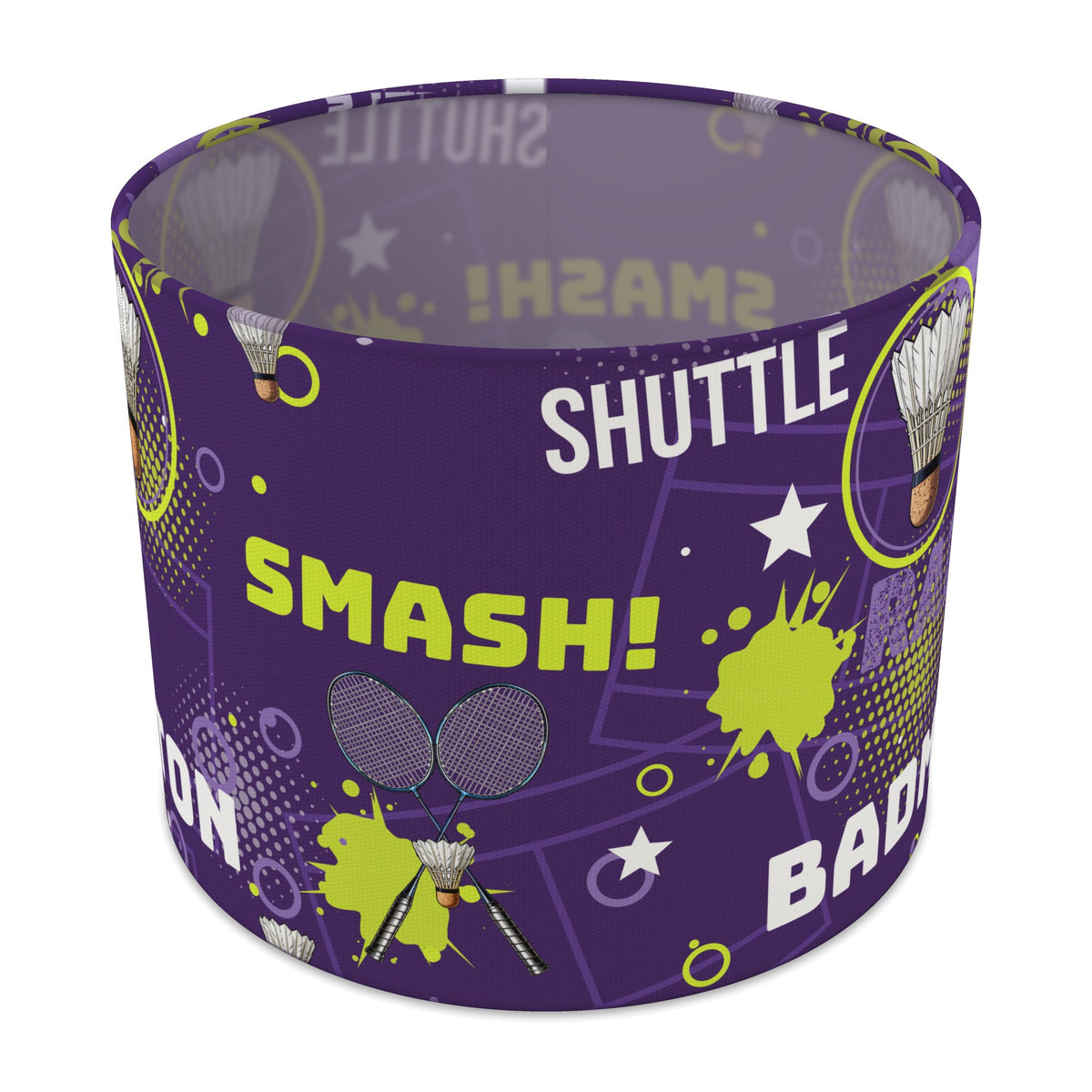 Purple Badminton Smash lampshade - 25cm x 20cm Table