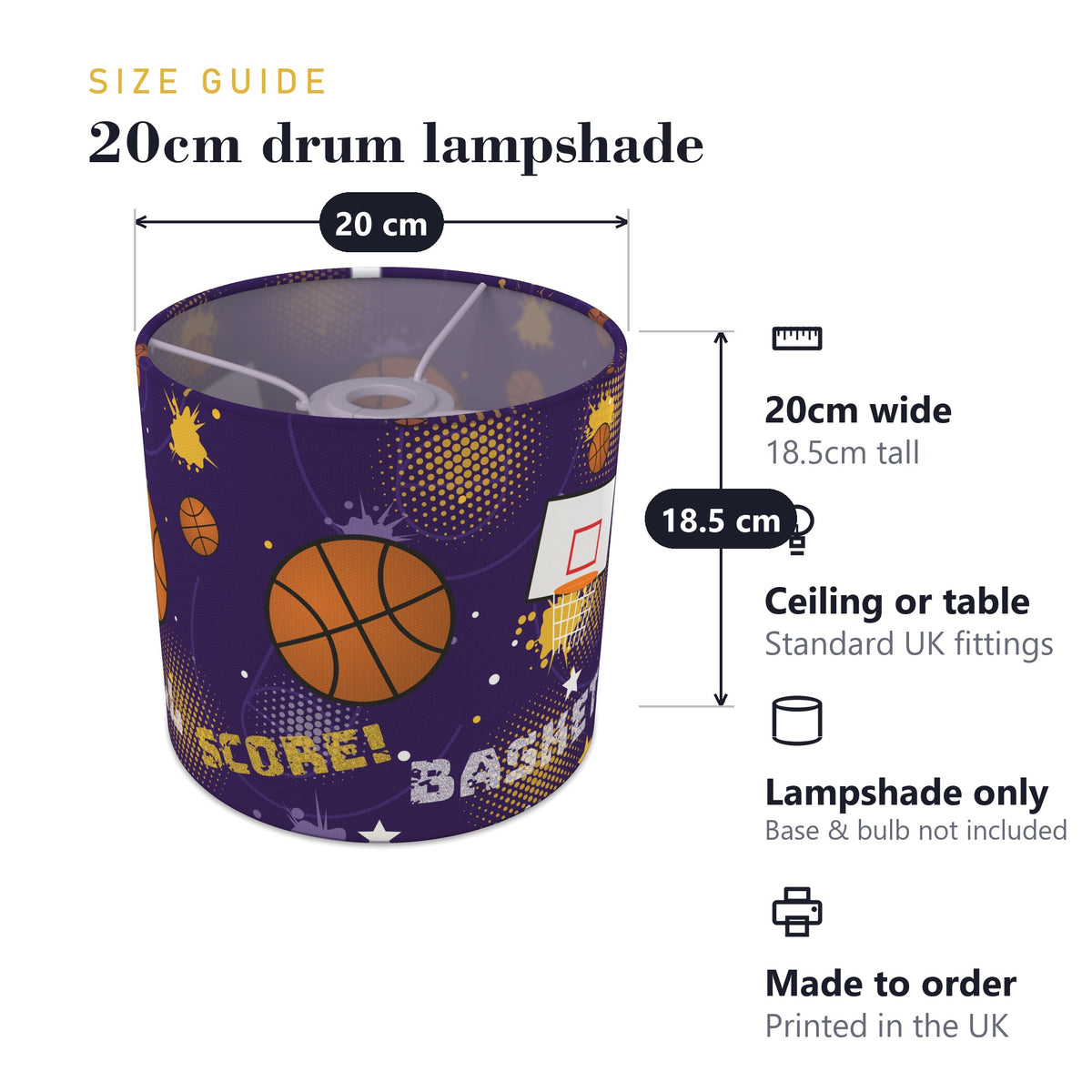 Purple Slam Dunk lampshade - 20cm x 18.5cm Ceiling - photo 7