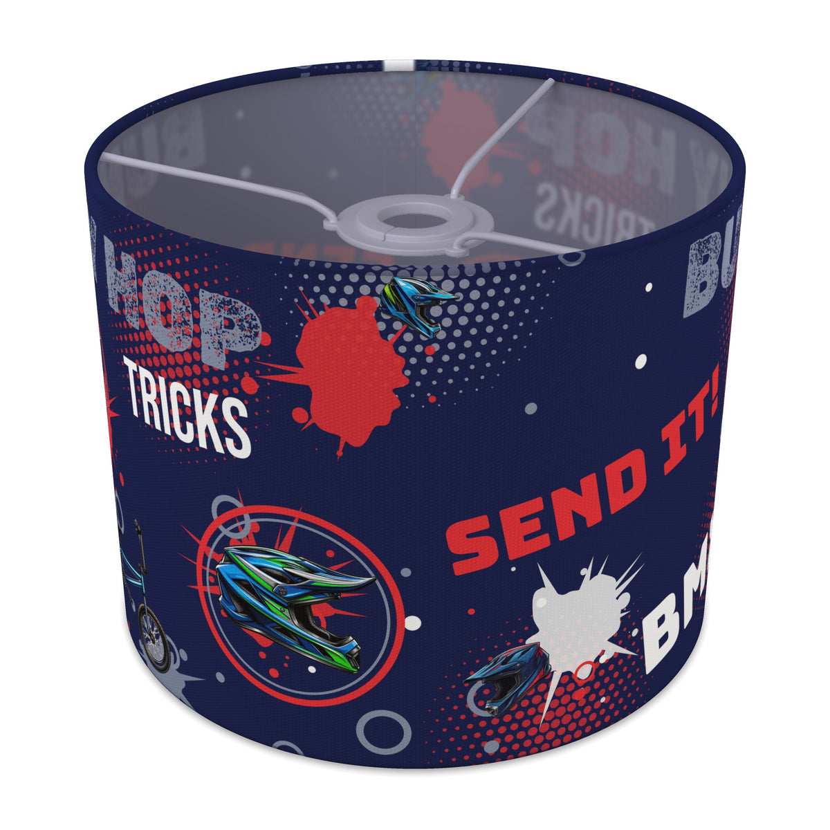 Navy Blue BMX Tricks lampshade - 25cm x 20cm Ceiling