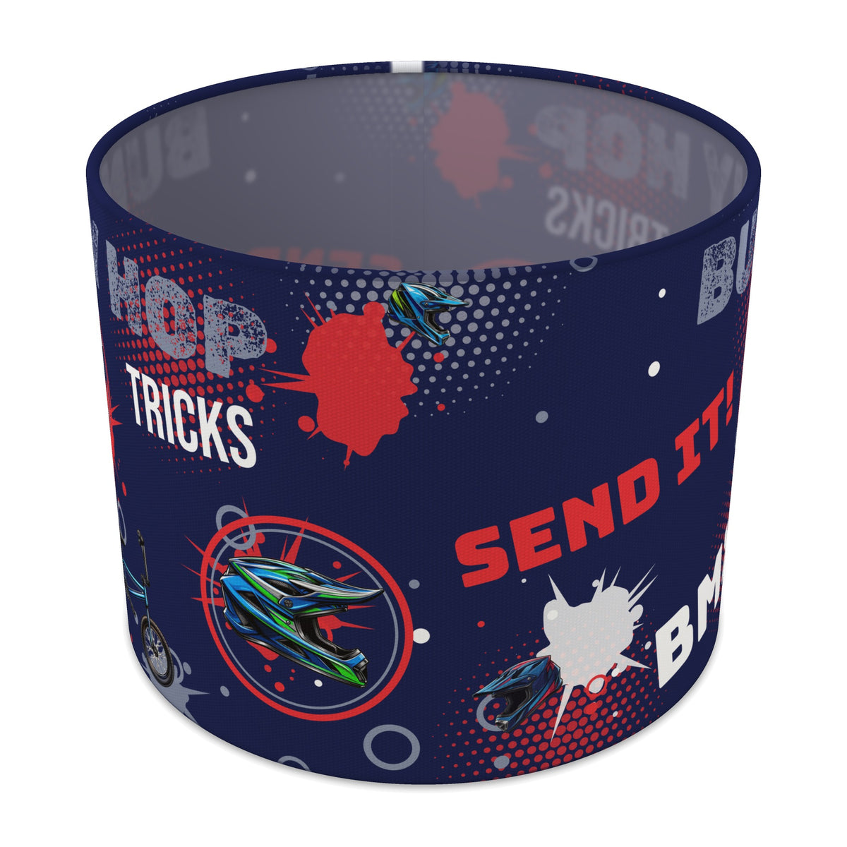 Navy Blue BMX Tricks lampshade - 25cm x 20cm Table