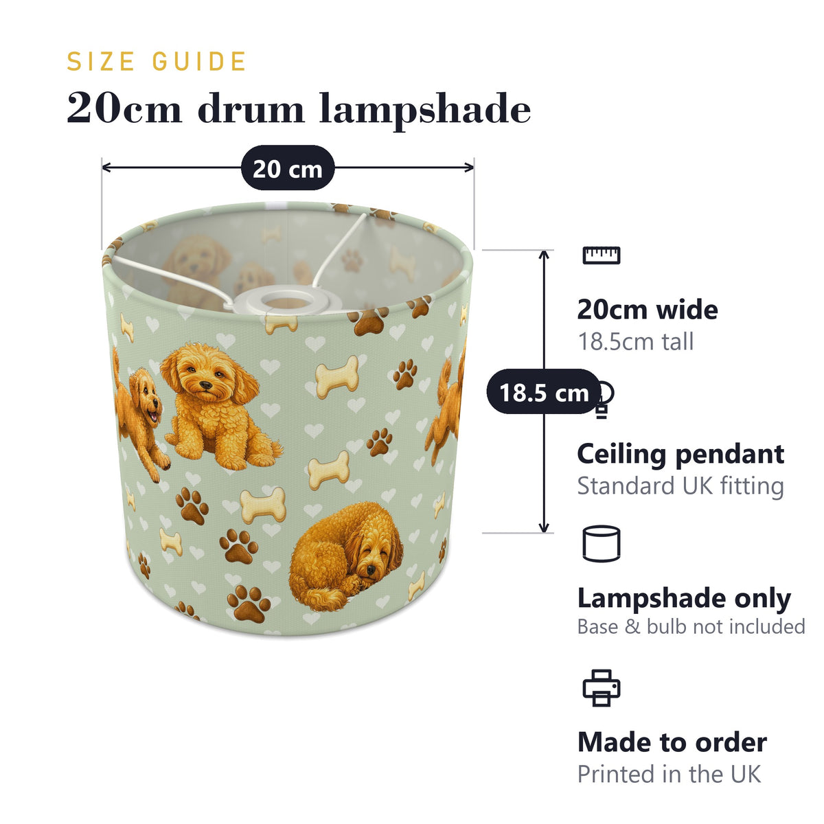 Sage Cockapoo Love lampshade - 20cm x 18.5cm Ceiling - photo 7