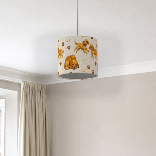 Cream Cocker Spaniel Love lampshade - 20cm x 18.5cm Ceiling - photo 2