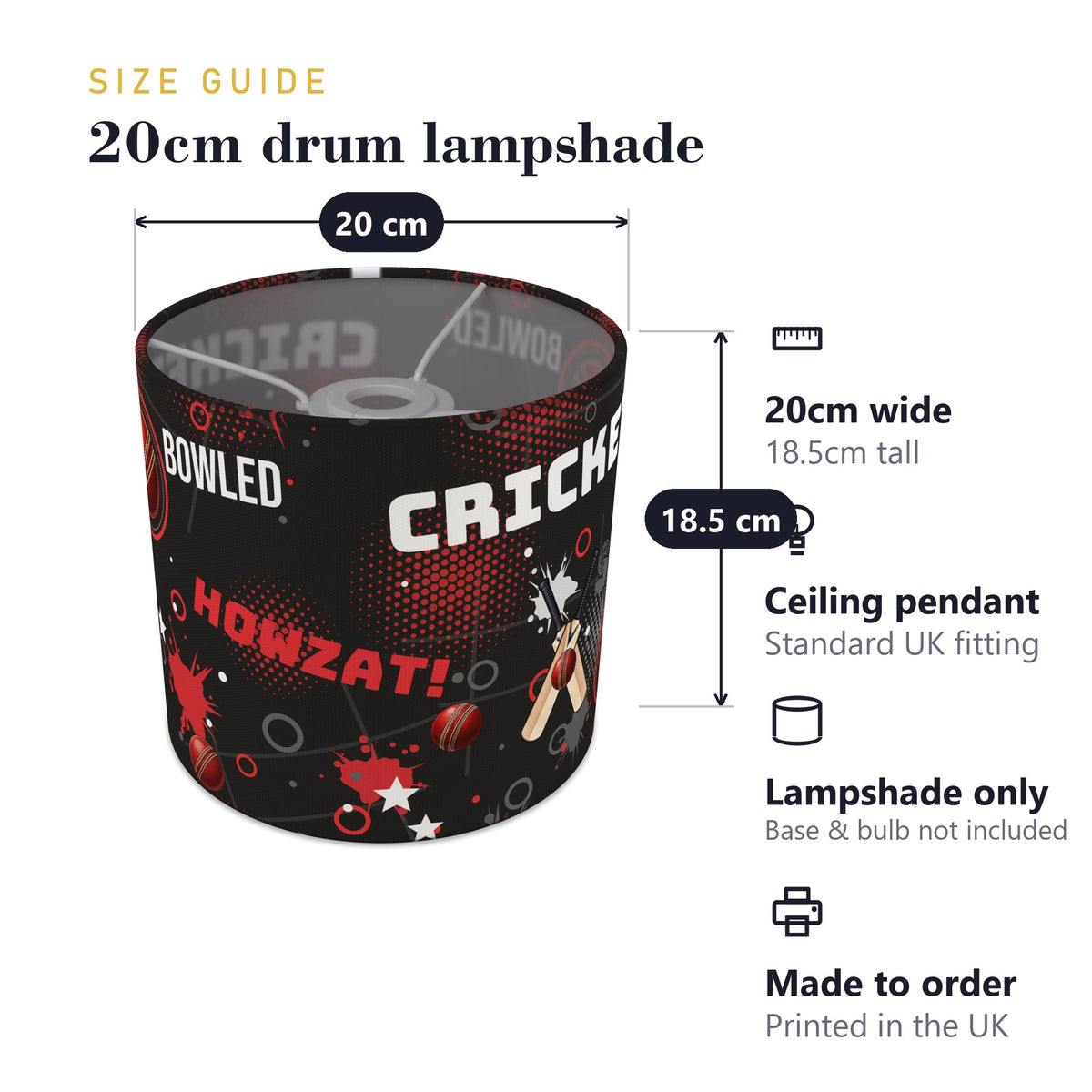 Black Cricket Crazy lampshade - 20cm x 18.5cm Ceiling - photo 7