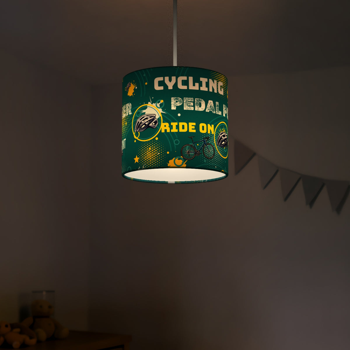 Teal Pedal Power lampshade - 20cm x 18.5cm Ceiling - photo 5