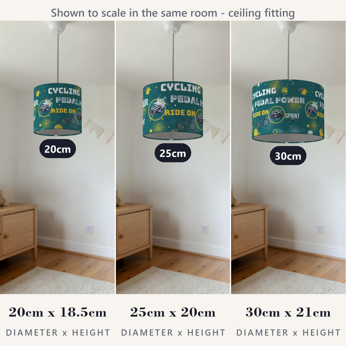 Teal Pedal Power lampshade - 20cm x 18.5cm Ceiling - photo 4