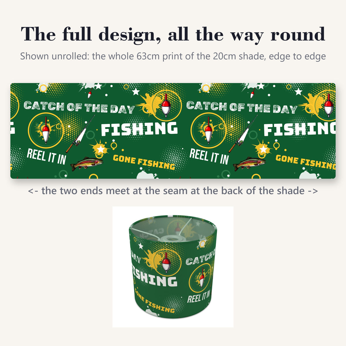 Pitch Reel It In lampshade - 20cm x 18.5cm Ceiling - photo 9