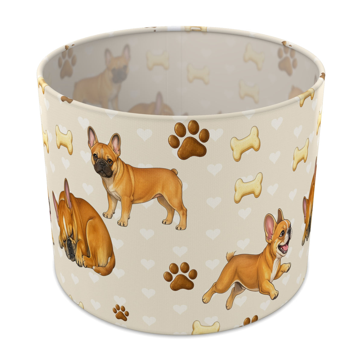 Cream French Bulldog Love lampshade - 25cm x 20cm Table