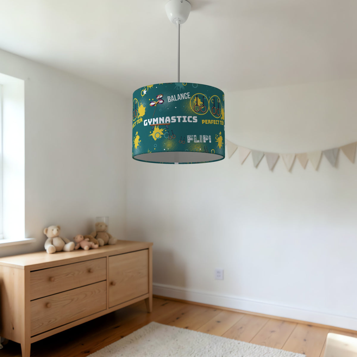 Teal Gymnastics Star lampshade - 20cm x 18.5cm Ceiling - photo 3