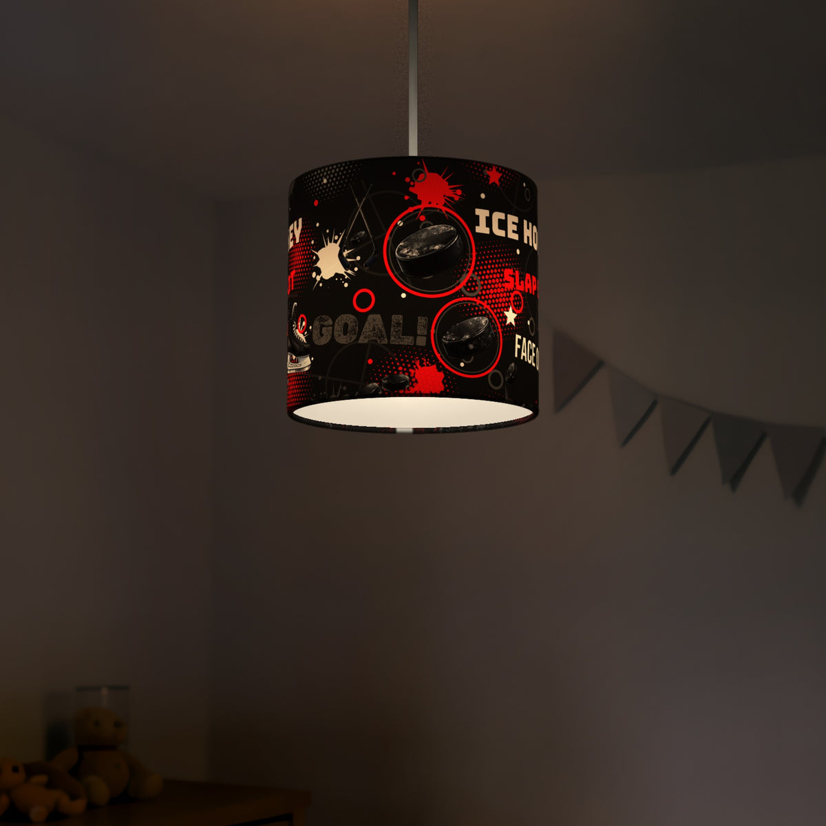 Black Ice Hockey Face lampshade - 20cm x 18.5cm Ceiling - photo 5