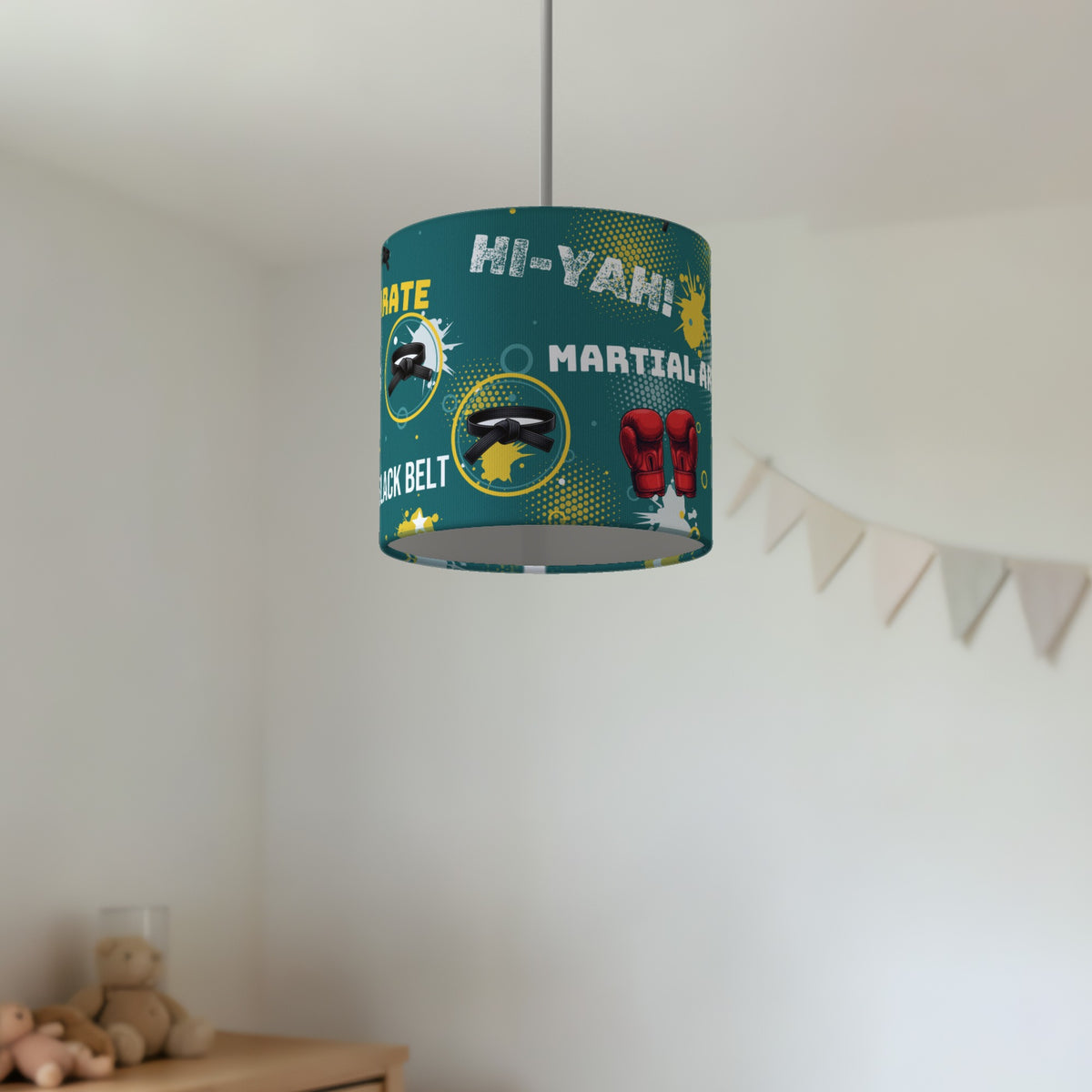 Teal Karate Kid lampshade - 20cm x 18.5cm Ceiling - photo 2