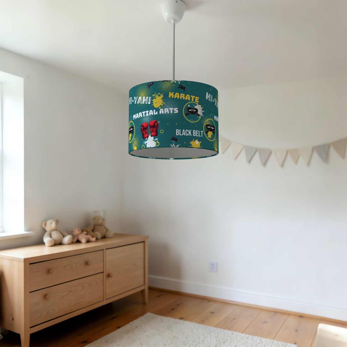 Teal Karate Kid lampshade - 20cm x 18.5cm Ceiling - photo 3