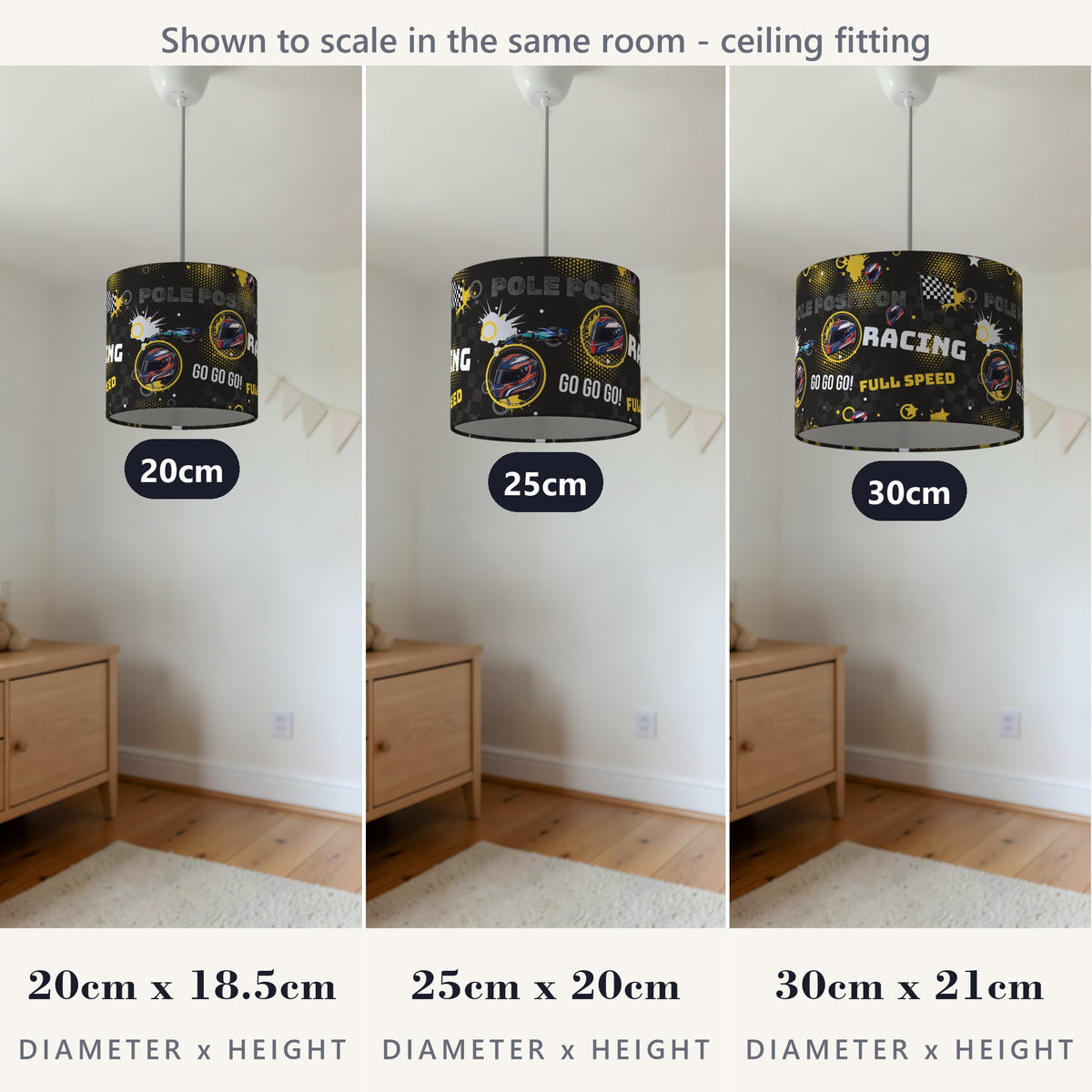 Black And Yellow Pole lampshade - 20cm x 18.5cm Ceiling - photo 4