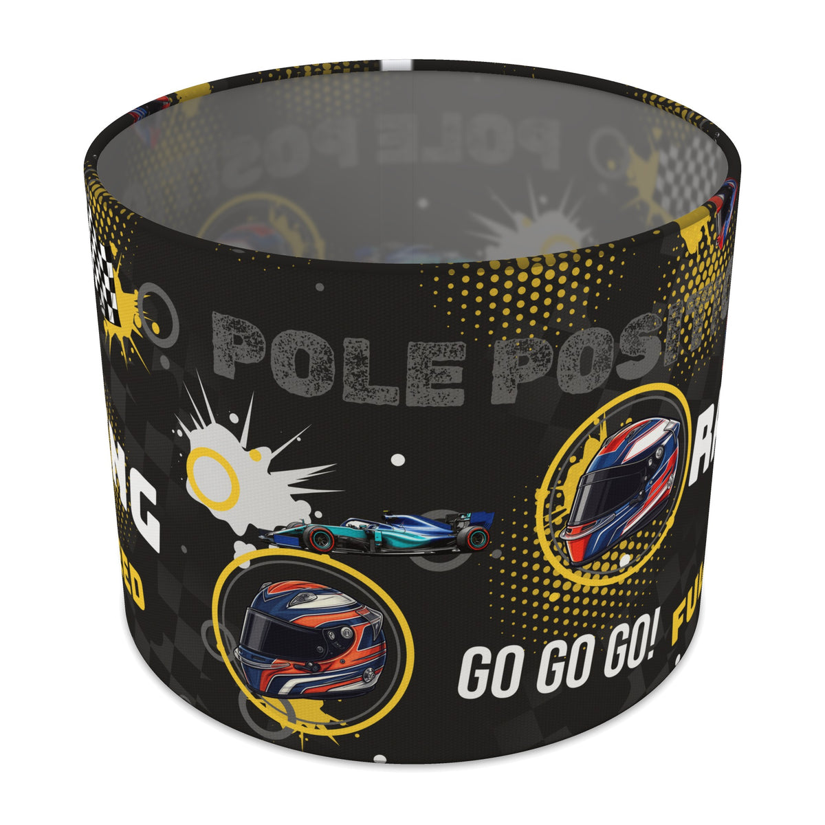 Black And Yellow Pole lampshade - 25cm x 20cm Table