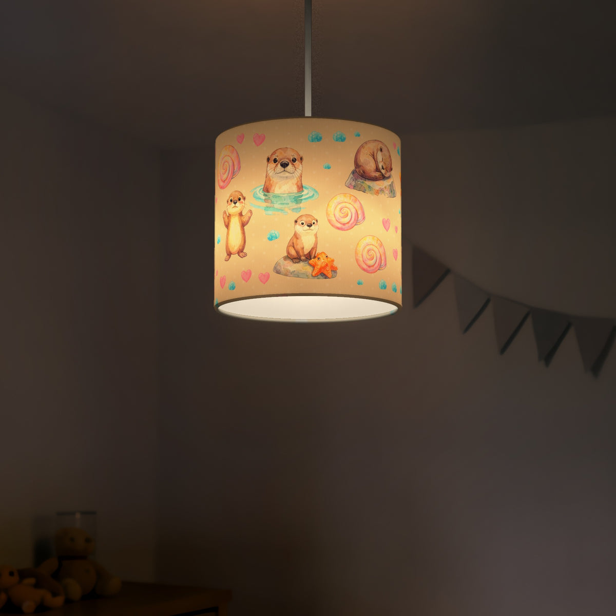 Cream Otter Friends lampshade - 20cm x 18.5cm Ceiling - photo 5