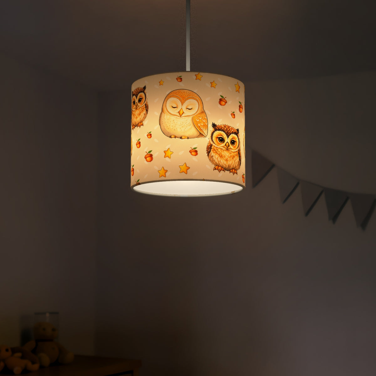 Cream Night Owls lampshade - 20cm x 18.5cm Ceiling - photo 5