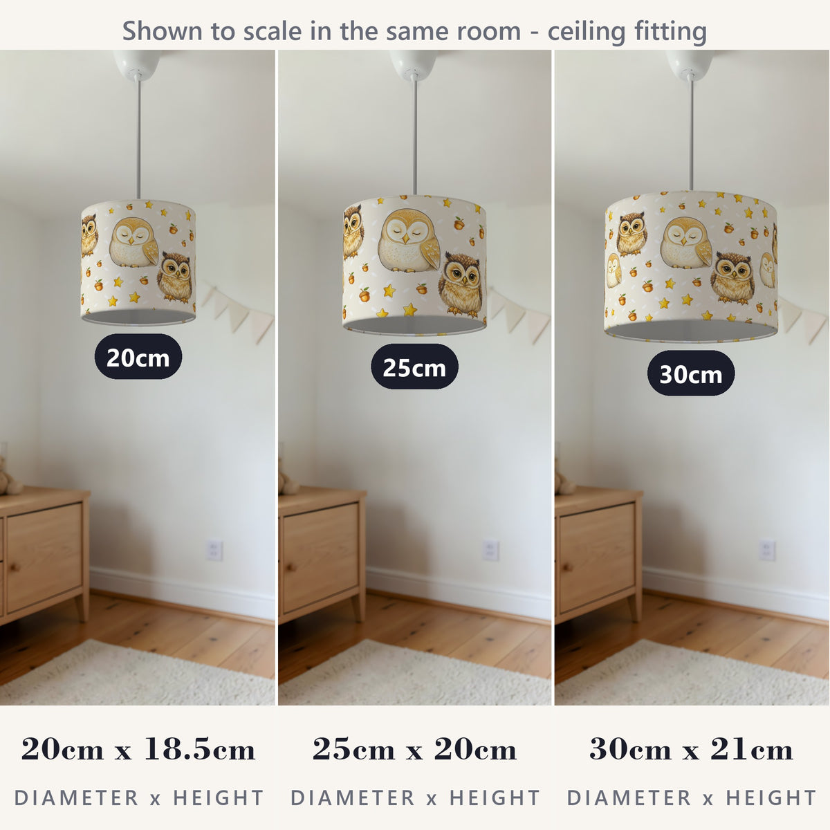 Cream Night Owls lampshade - 20cm x 18.5cm Ceiling - photo 4