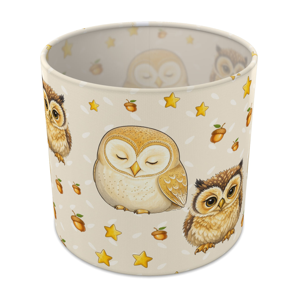 Cream Night Owls lampshade - 20cm x 18.5cm Table